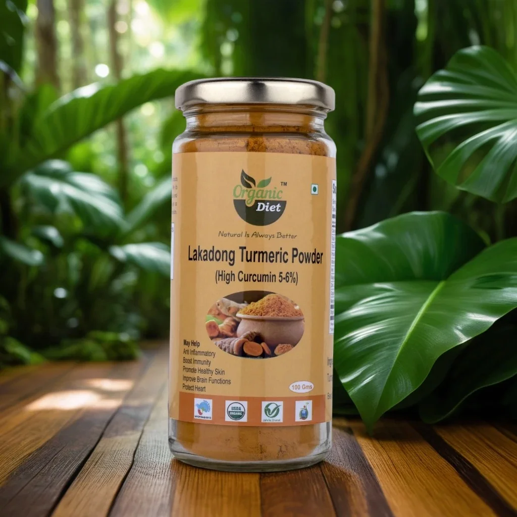 Organic Diet Fresh & Pure Organic Curcumin Lakadong Turmeric Powder.