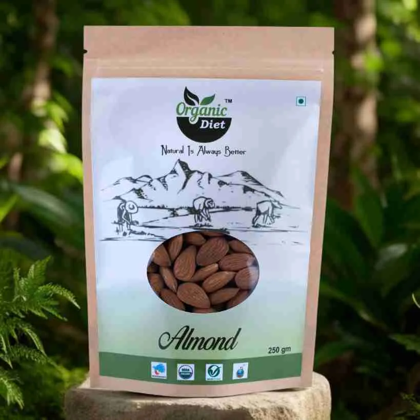 Organic Diet Fresh & Pure Organic Almond Raw (Badam) Whole.
