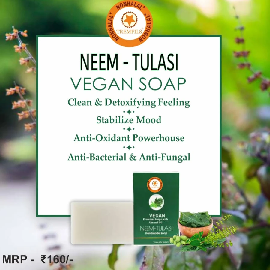 Nonhalal NEEM TULASI ALMOND OIL VEGAN HANDMADE  SOAP